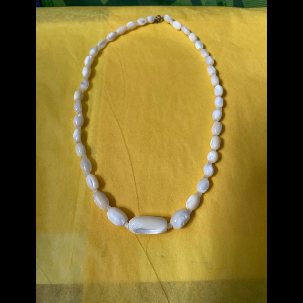 Unique White Glass Bead Necklace